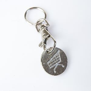 1 Euro trolley token backside with shopping cart engraving