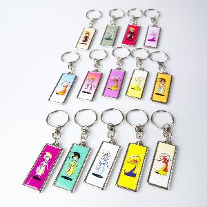 Metal keychain rectangle 44x16mm two-sided