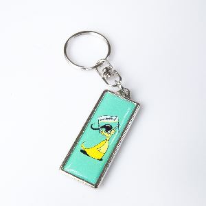 Metal keychain rectangle 44x16mm two-sided