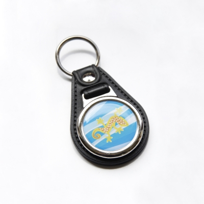 Eco-leather keychain round 27mm one-sided